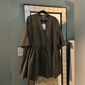 GANNI, brown and black mini dress